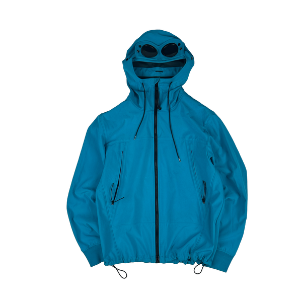 CP Company Blue Soft Shell R Goggle Hooded Zipped Jacket - XXL