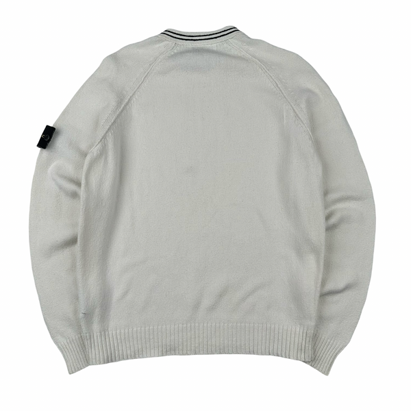 Stone Island 2006 White Knitted Crewneck Jumper - Medium