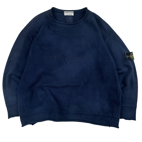 Stone Island 1995 Vintage Spellout Pullover Sweatshirt - Large