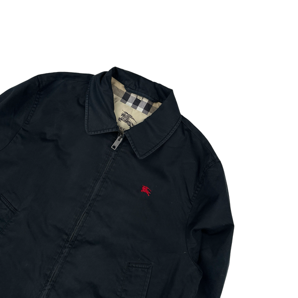 Burberry Nova Check Lined Black Harrington Jacket - Medium