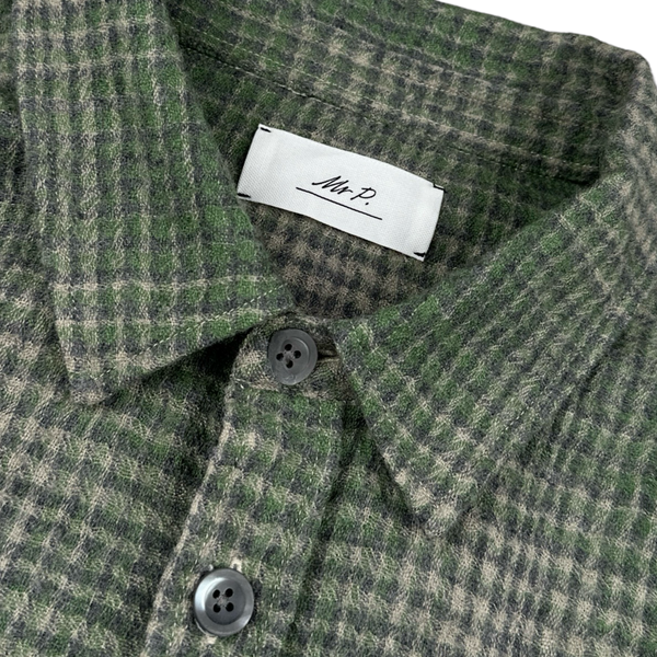 Mr Porter Green Checked Virgin Wool Buttoned Overshirt - XL
