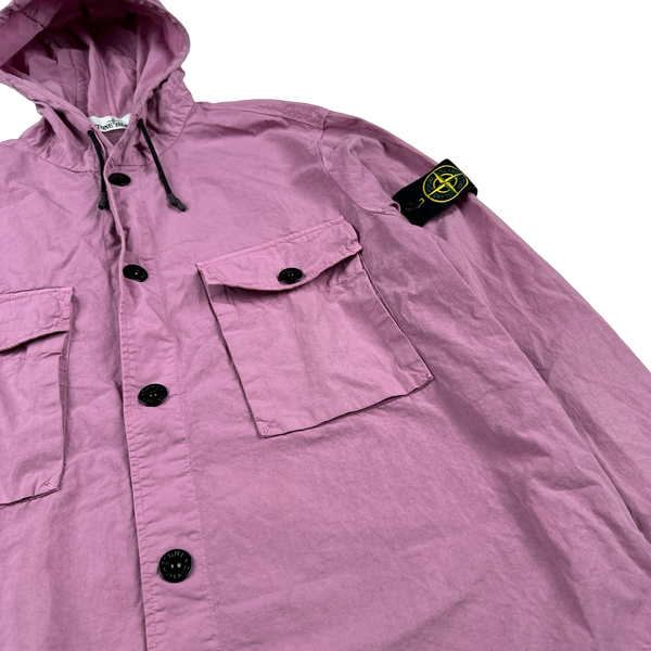 Stone Island 2020 Pink Cotton Hooded Overshirt - Medium