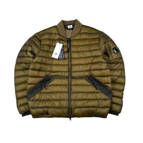 CP Company Khaki DD Shell Collar Puffer Bomber Jacket - Medium
