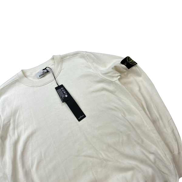 Stone Island 2023 White Knitted Crewneck - Medium