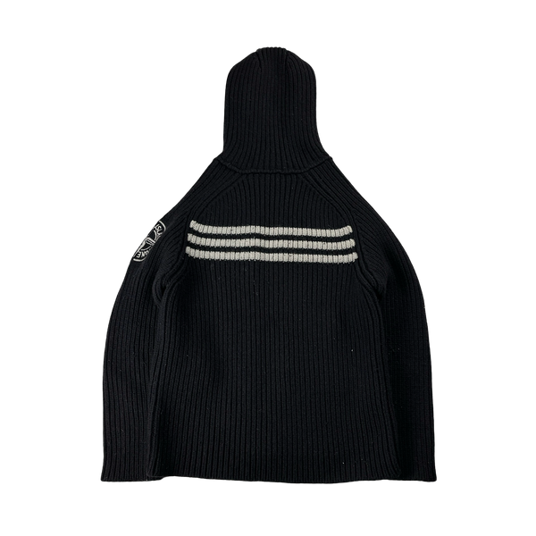 Stone Island 2005 Heavyweight Wool Knit Spellout Hooded Cardigan - Large