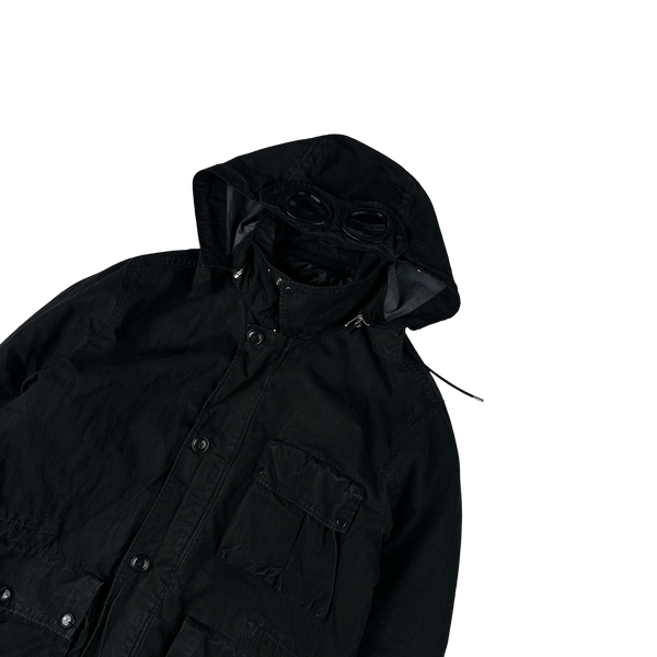 CP Company 50 Fili Down Filled Black Goggle Jacket - Medium