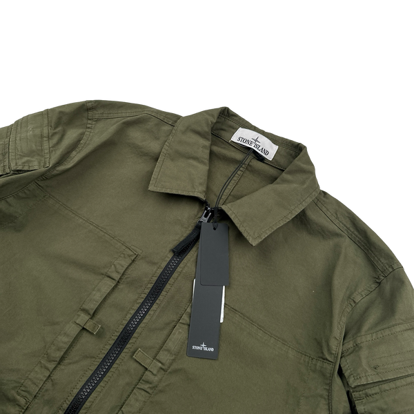 ＜STONE ＞23ss OVERSHIRT カーキ Stone Island Men's' Overshirt With Signature Compass Patch in