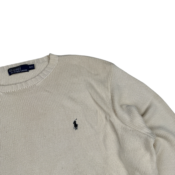 Ralph Lauren Cream Cotton Knit Crewneck Jumper - XXL