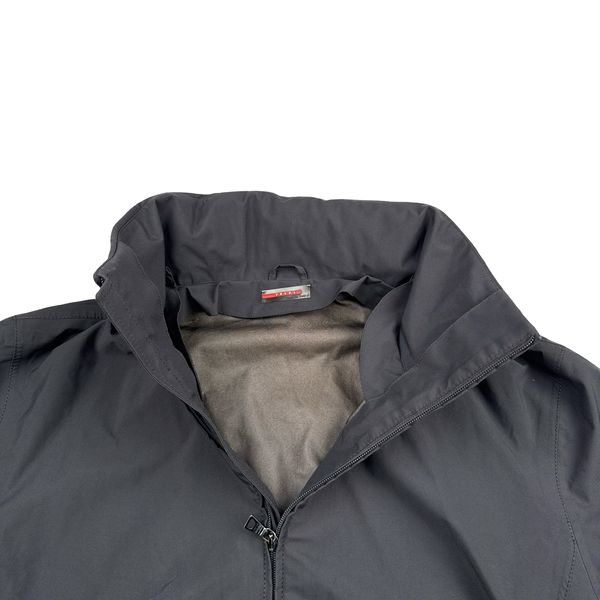 Prada Grey Nylon Red Tab Long Goretex Jacket - XXL