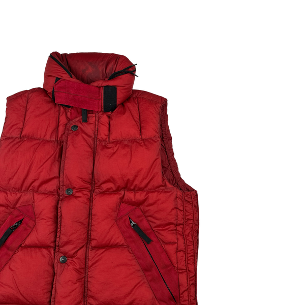 Stone Island 2009 Red Opaque Nylon Tela Down Gilet - Large