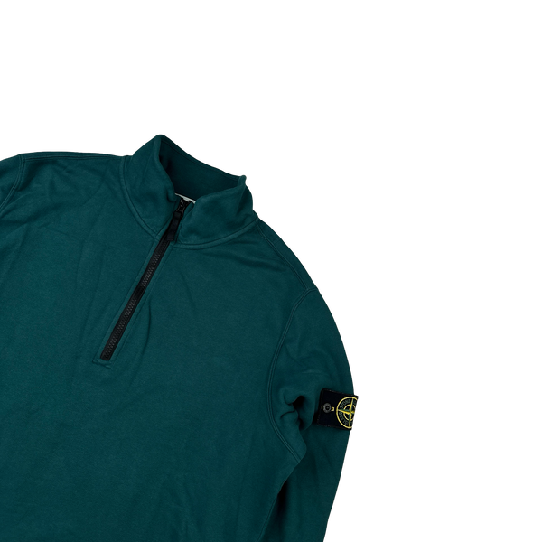 Stone Island 2023 Sea Green Quarter Zip Jumper - Large