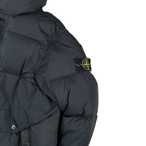Stone Island 2023 Black Garment Dyed Crinkle Reps Down Puffer - XL