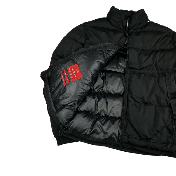 CP Company Black Nycra R Lens View Puffer Jacket - Medium
