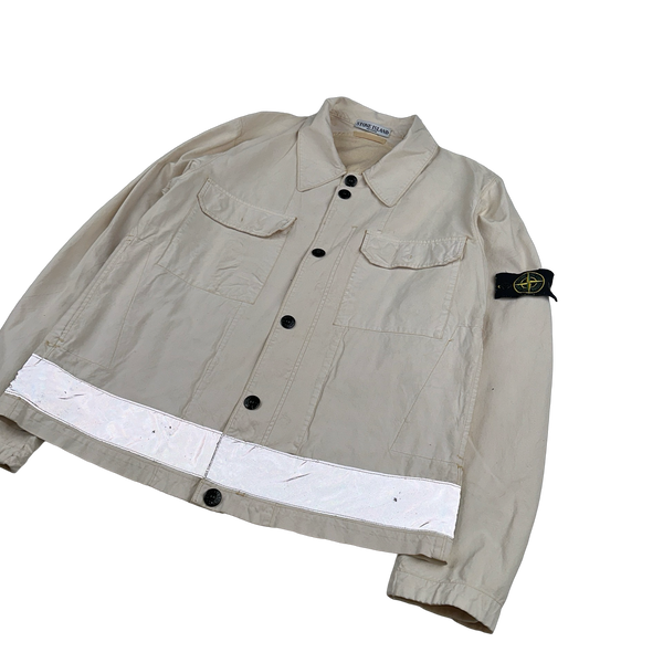 Stone Island 2006 Cream Cotton Reflective Overshirt - Large