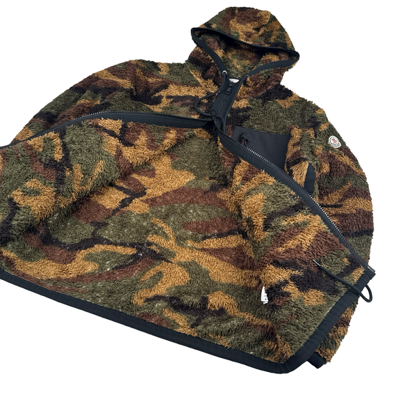 Moncler Teddy Fleece Camo Zipped Hooded Jumper - Large