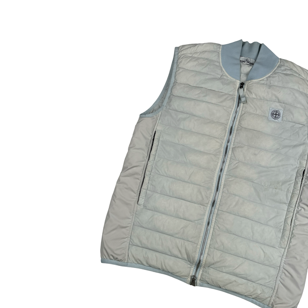 Stone Island 2019 Baby Blue Loom Woven Down Chambers Stretch Nylon TC Gilet - Medium
