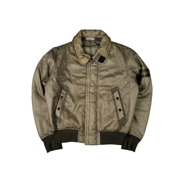 Stone Island 2007 Beige Nylon Zipped Bomber Jacket - XL