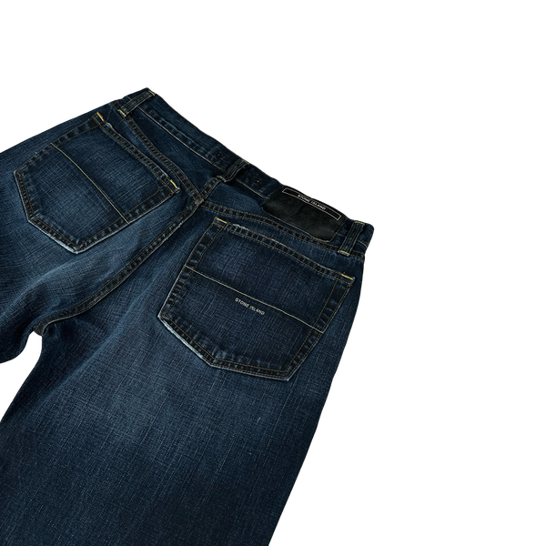 Stone Island Dark Wash Denims Yellow Stitch Jeans - 32"