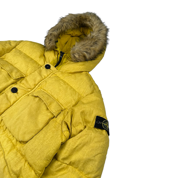 Stone Island 2018 Yellow Lino Resinato Down-TC Puffer Jacket - XXL
