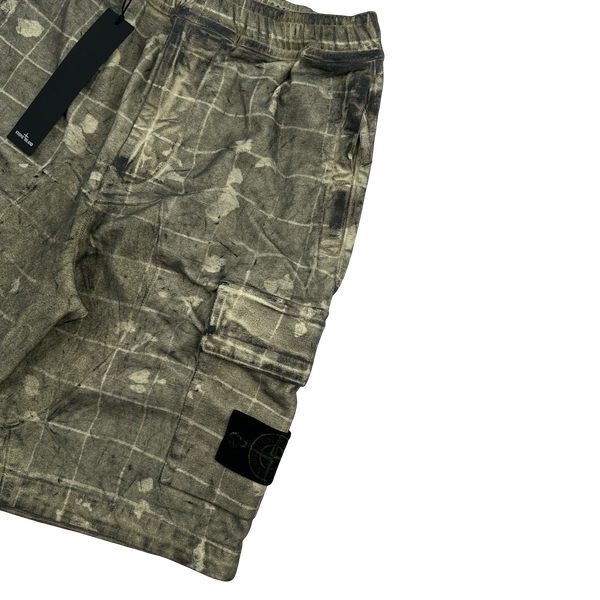 Stone Island 2020 Dust Treatment Laser Patch Camo Cargo Shorts - 28"