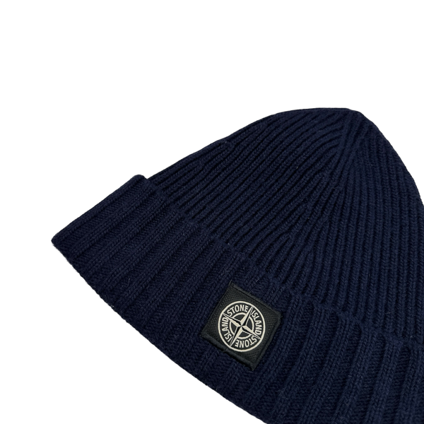 Stone Island 2019 Junior Navy Ribbed Logo Patch Beanie