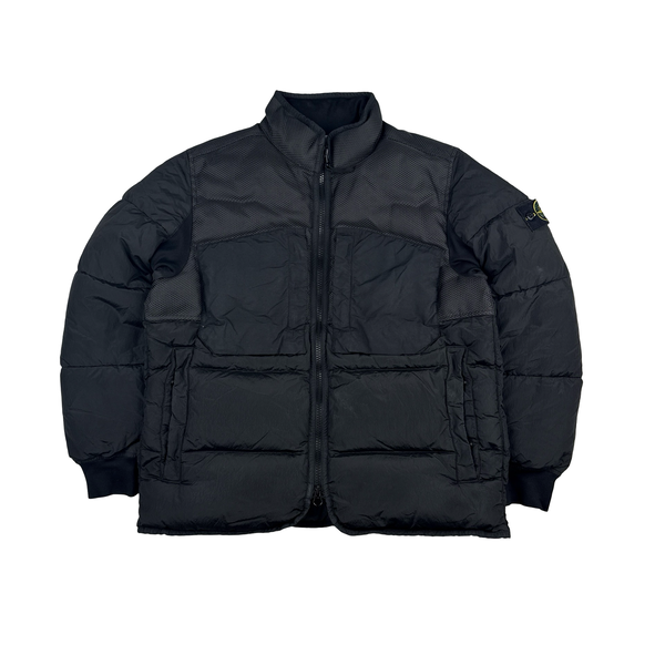 Stone Island 2021 Black Panama 6/3 HT Nylon Mix Fabrics Down- TC Puffer - Medium