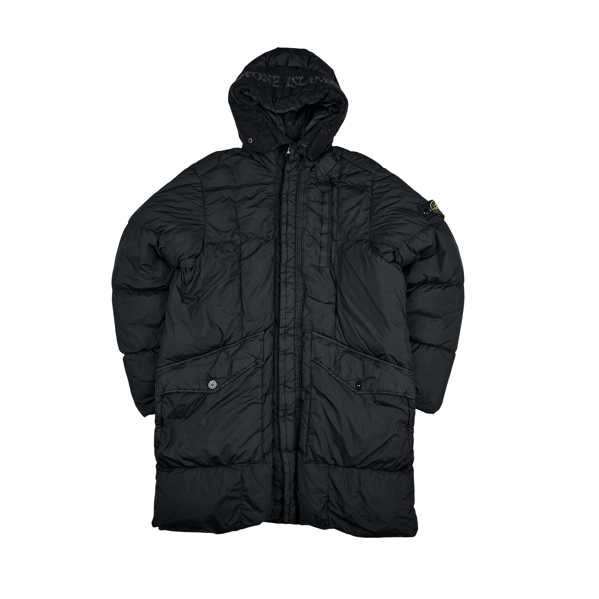 Stone Island 2018 Black Long Down Filled Parka Jacket - Small