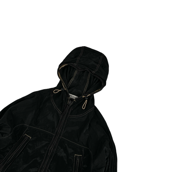 Stone Island 2004 Navy Contrast Stitching Nylon Metal Hooded Jacket - Medium