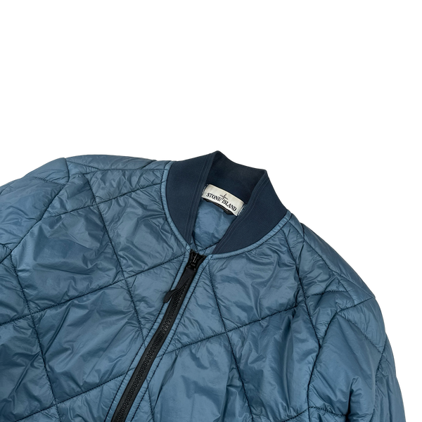 Stone Island 2018 Petrol Blue Garment Dyed Quilted Micro Yarn Jacket