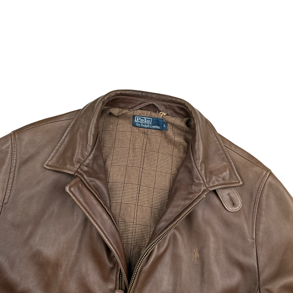 Ralph Lauren Brown Heavyweight Leather Jacket - Large