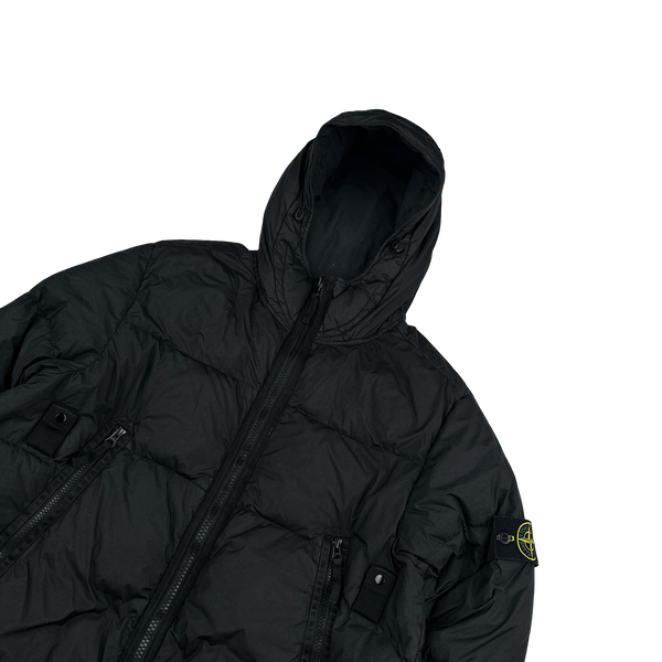Stone Island 2021 Black Crinkle NY Down Puffer Jacket - Large