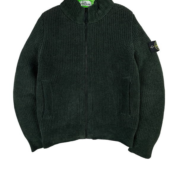 Stone Island Green President Knit Down Bomber Jacket - Medium