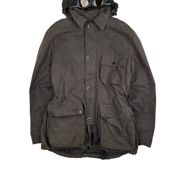 Cp Company Archive 2002 Brown Vulcanised Rubber Hood Lined Goggle Jacket - XXL