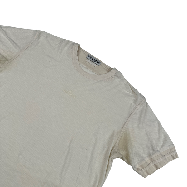 Stone Island 2008 Cotton White Spellout T Shirt - Medium