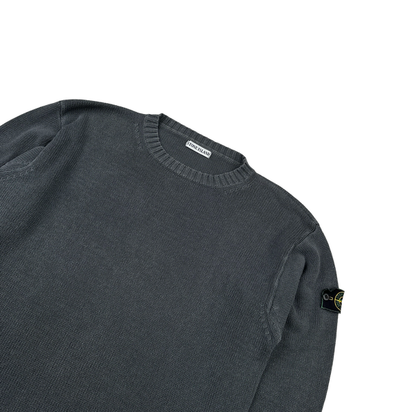 Stone Island 1999 Vintage Grey Cotton Knit Crewneck Jumper - XL