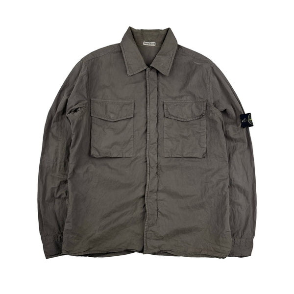 Stone Island 2008 Nylon Blend Brown Overshirt - Large