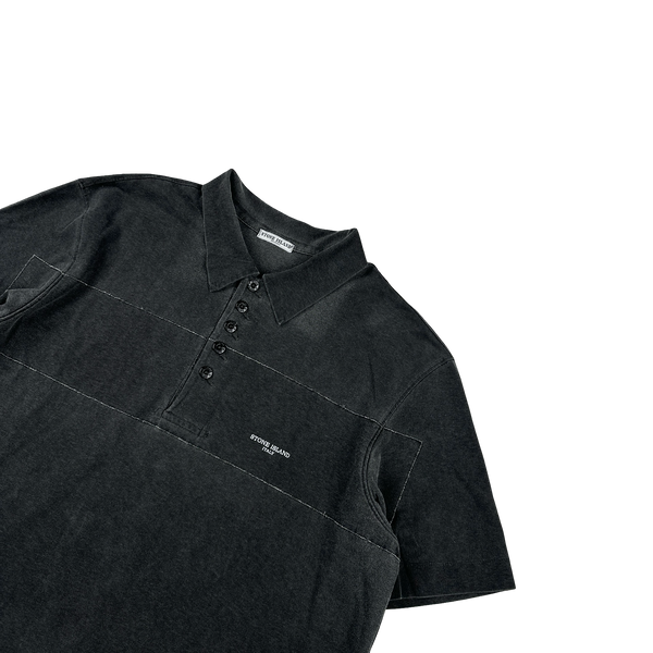 Stone Island Italy 2006 Black Vintage Spellout Cotton Polo - XL