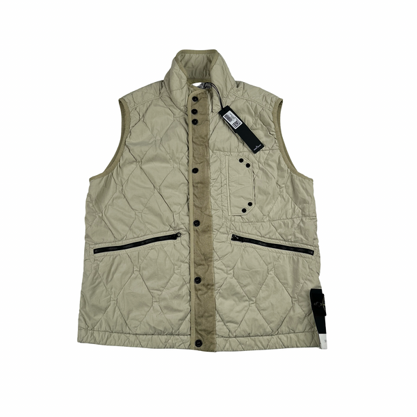 Stone Island 2024 Beige 50 Fili Quilted TC Multi Pocket Gilet - Large