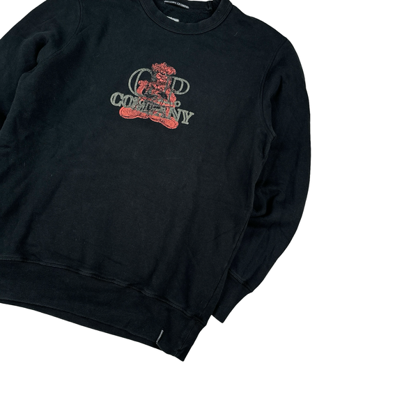 CP Company Black Red Spellout Comic And Cars Graphic Crewneck Jumper - Large
