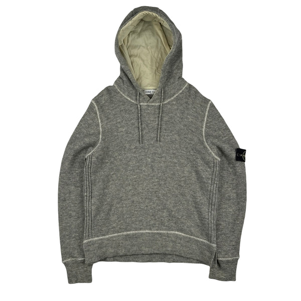 Stone Island 2007 Grey Wool Pullover Hoodie - Small