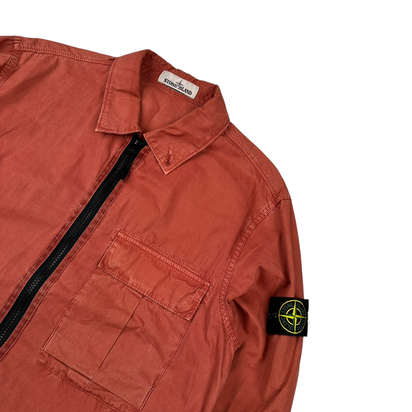 Stone Island 2019 Brick Red Brushed Cotton Overshirt - Large