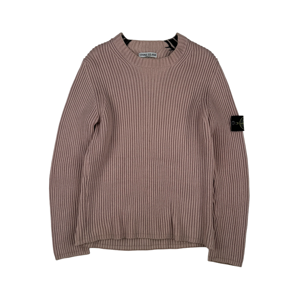 Stone Island 2005 Pink Thick Ribbed Pullover Jumper - Small