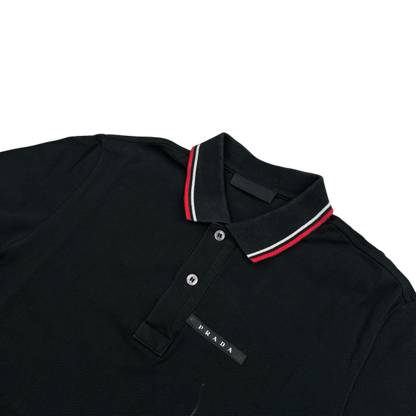 Prada Black Cotton Polo - Small