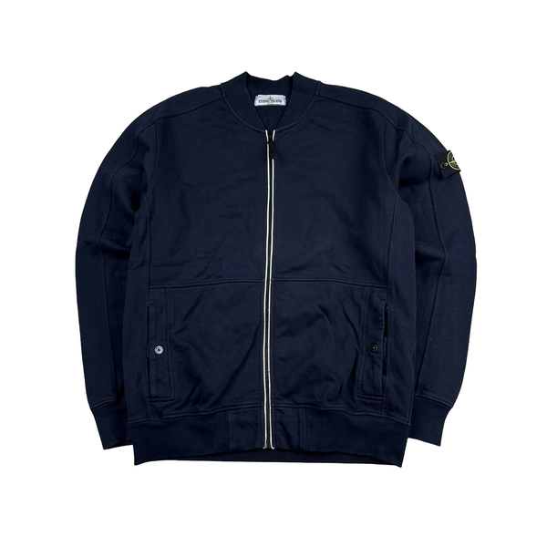 Stone Island 2013 Navy Low Collar Cotton Zipped Jumper - XL