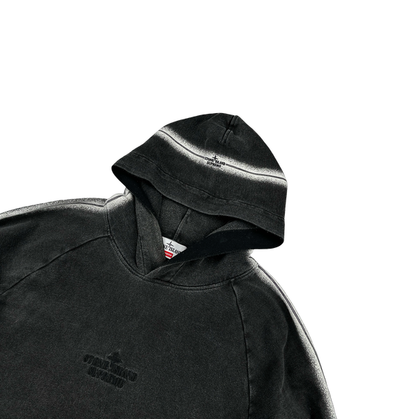 Stone Island x Supreme 2022 Charcoal Spellout Pullover Hoodie - Large