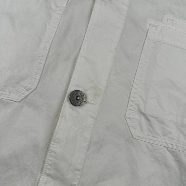 Stone Island 2023 White Cotton Cupro Short Sleeve Overshirt - Large