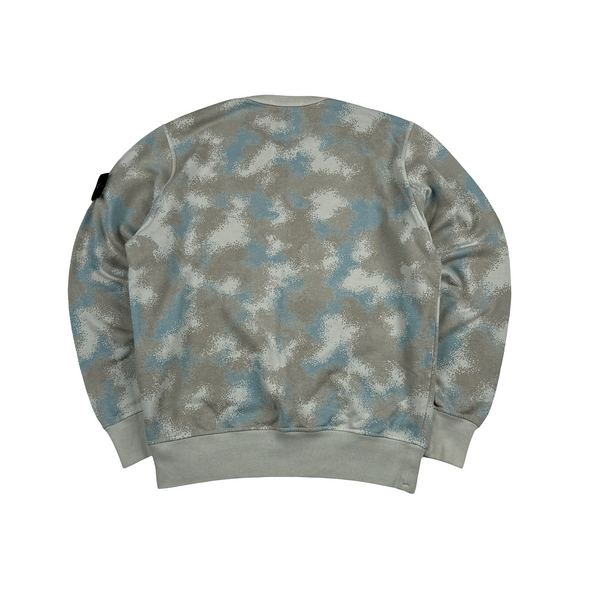 Stone Island 2020 Blue Big Loom Camo Crewneck Sweatshirt - Medium