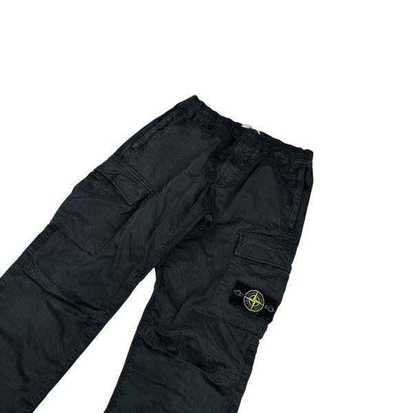 Stone Island Black RE-T Tapered Cuffed Cargos - 30"