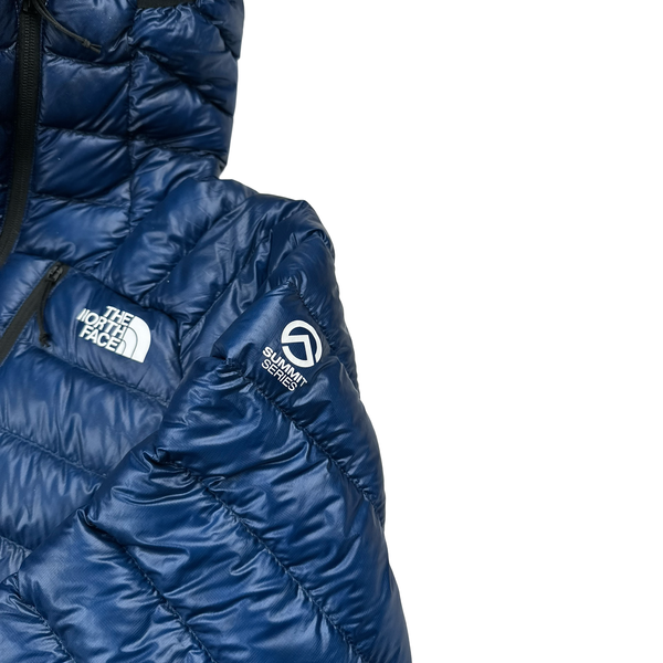 North Face Blue Summit Series 800 Down Hooded Puffer Jacket - Small