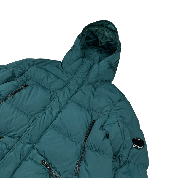 CP Company Teal Nycra Down Filled Puffer Long Jacket - Medium